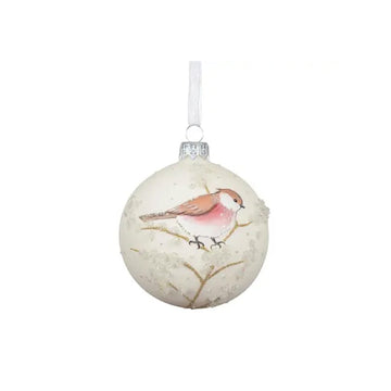 White Chickadee Ball Ornament