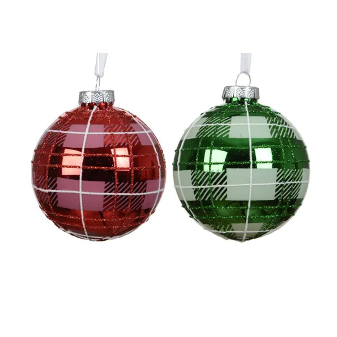 Glass Tartan Mirror Ball Ornament