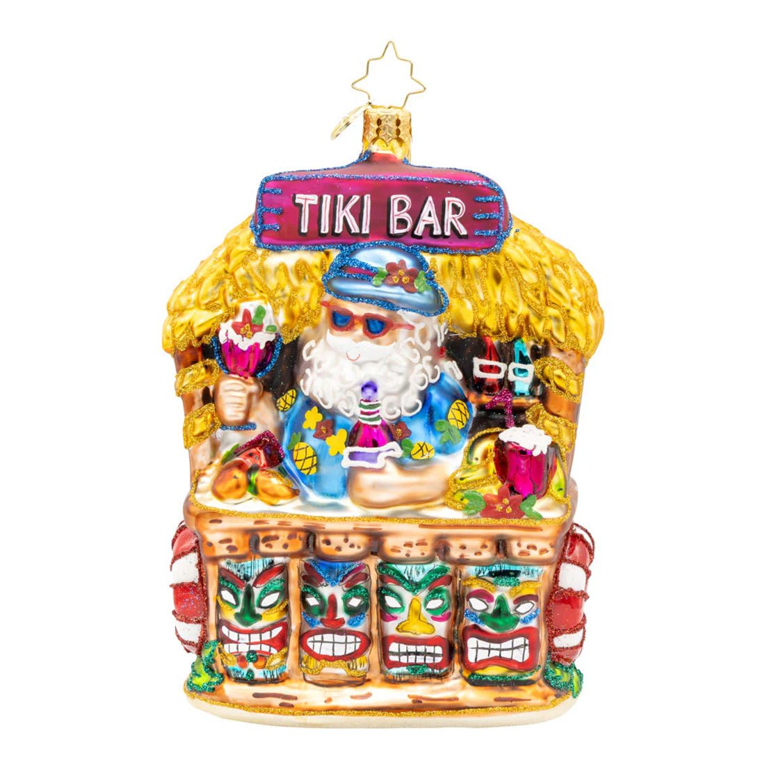 2026 Tiki Bar Santa Ornament