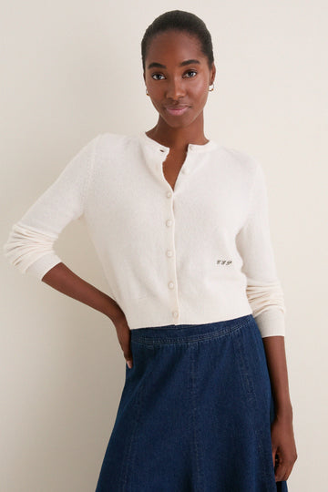 Ivory Cashmere Riley Cardigan