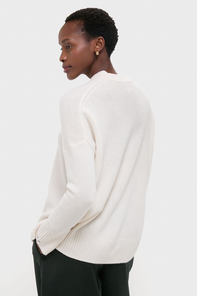 Ivory Cashmere Cassie V-Neck Sweater