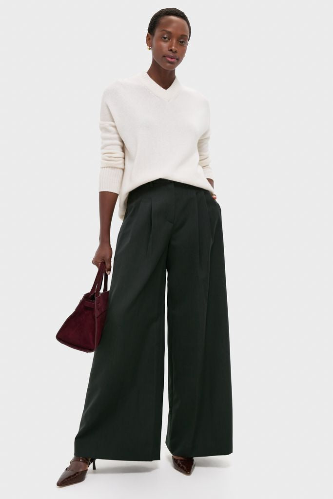 Ivory Cashmere Cassie V-Neck Sweater