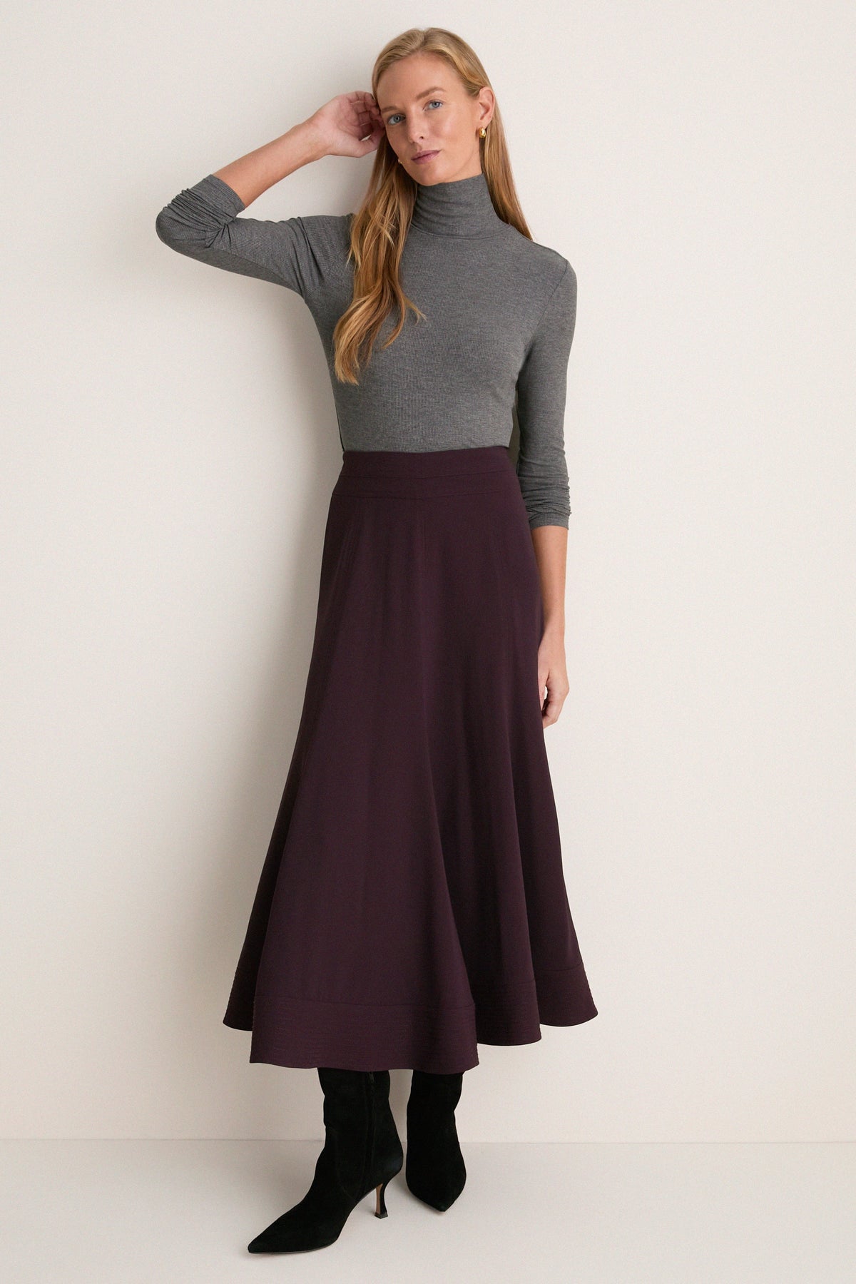 Gray Lightweight Ribbed Topanga Turtleneck