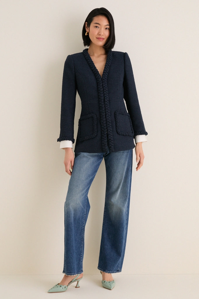 Navy Braided Trim Shay Jacket