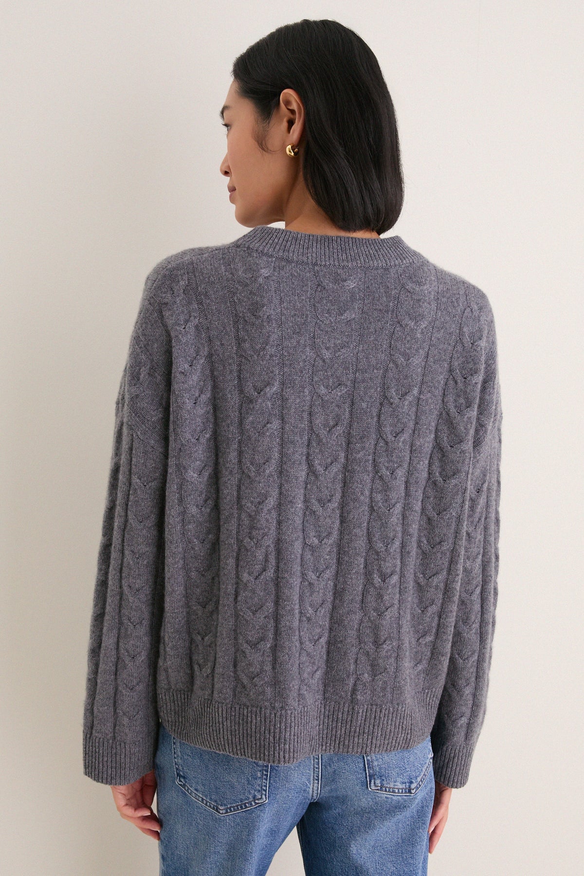 Graphite Cashmere Cable Knit Eloise Sweater