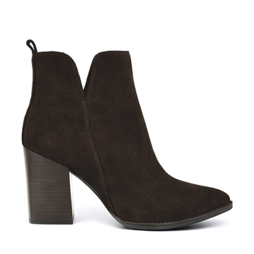 Birds Block Heel Leather Booties