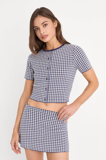 THE KEEPSAKE CARDIGAN | NAVY GINGHAM
