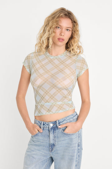 THE MESH BABY TEE | SUMMER PLAID HONEY