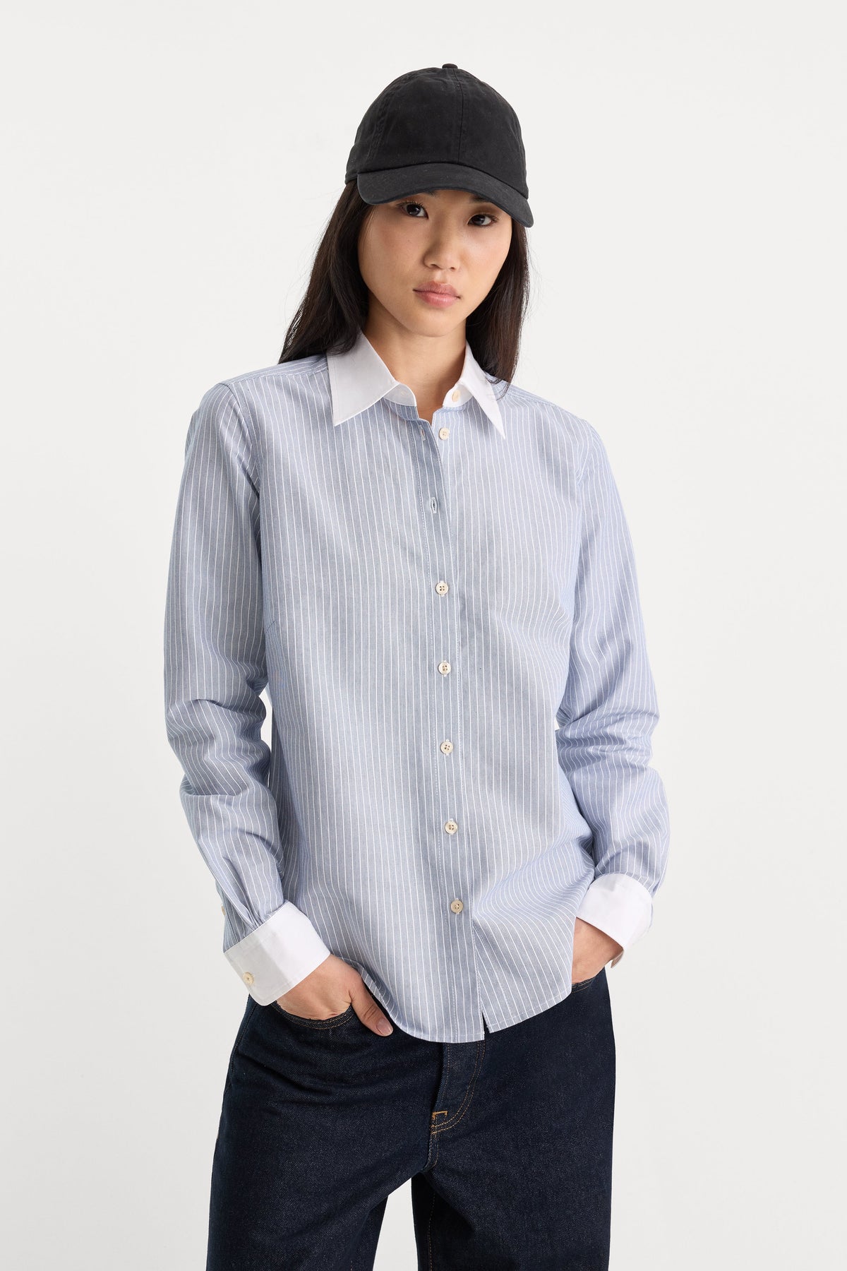 THE OXFORD CONTRAST SHIRT | SLATE BLUE STRIPE