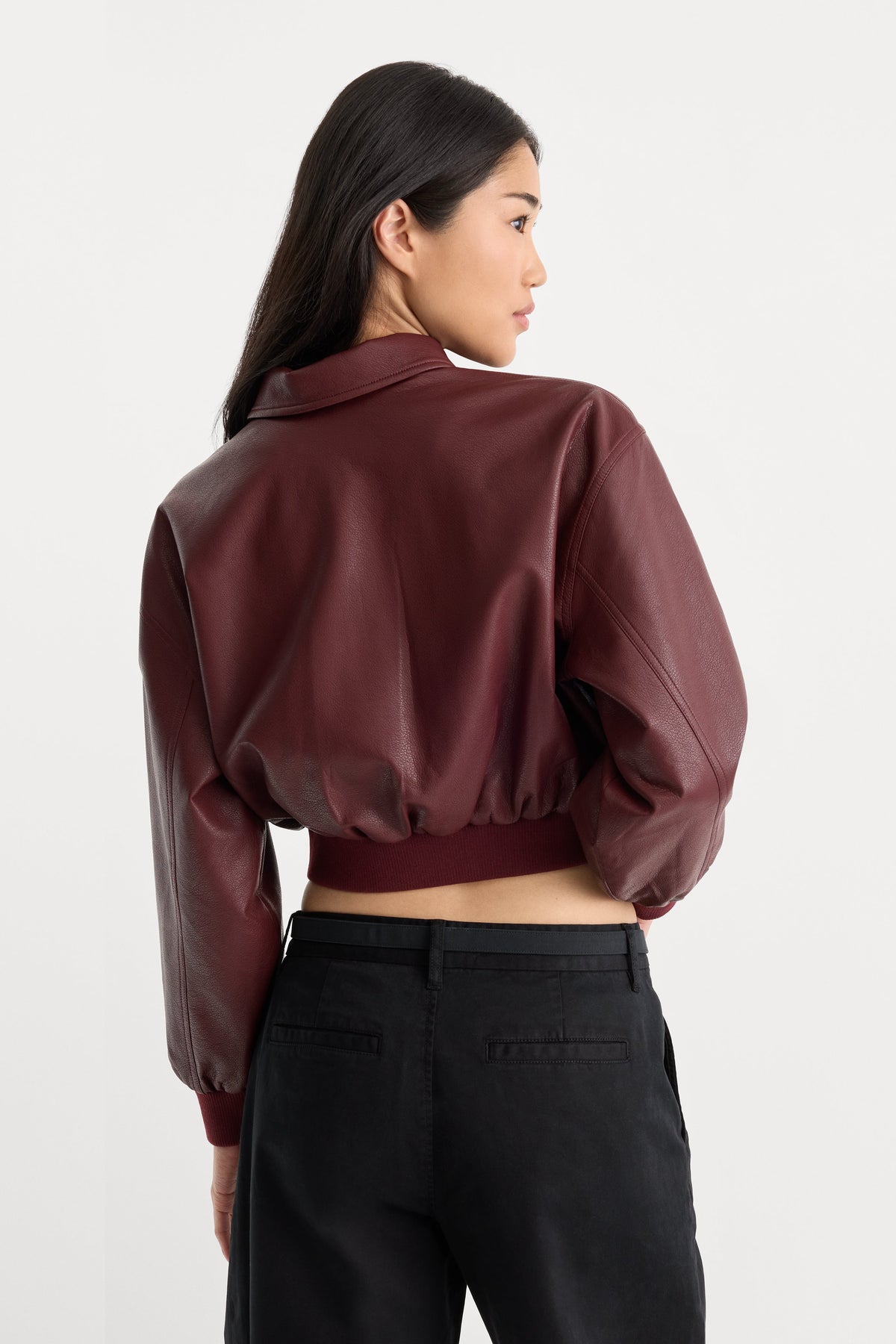 THE BETTER THAN LEATHER BOMBER JACKET | BERRY NOIR