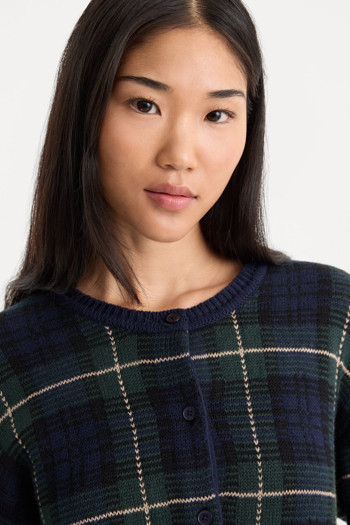 THE JACQUARD CARDIGAN | FOREST PLAID