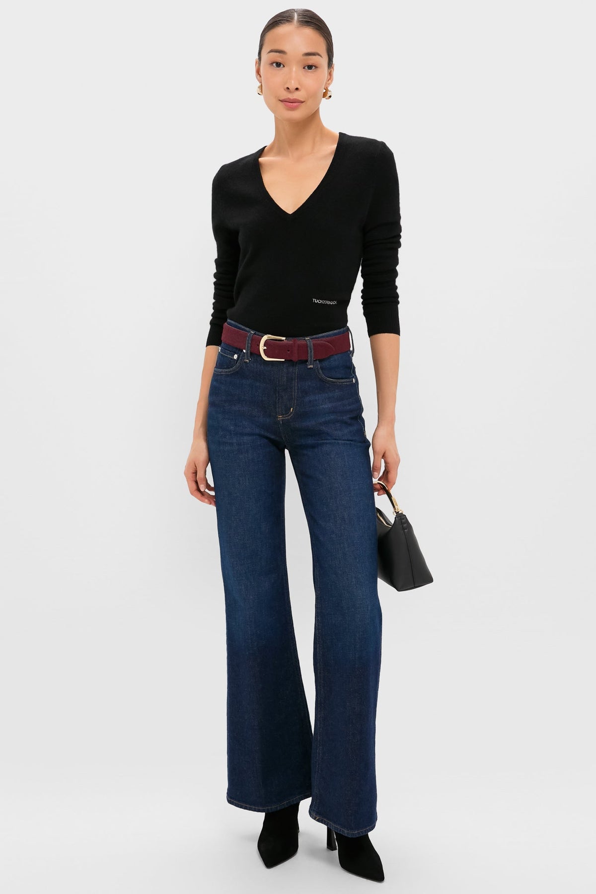 Black Cashmere Katherine V-Neck Sweater