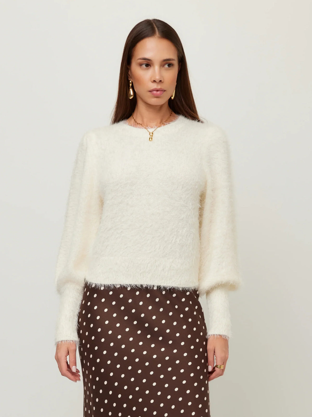 LIA SHIRRED SLEEVE SWEATER