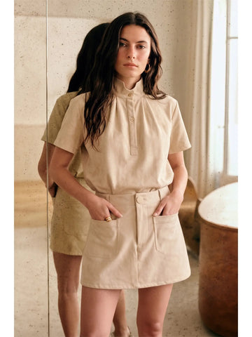 HIGH WAIST FRONT POCKET STRETCH SKORT