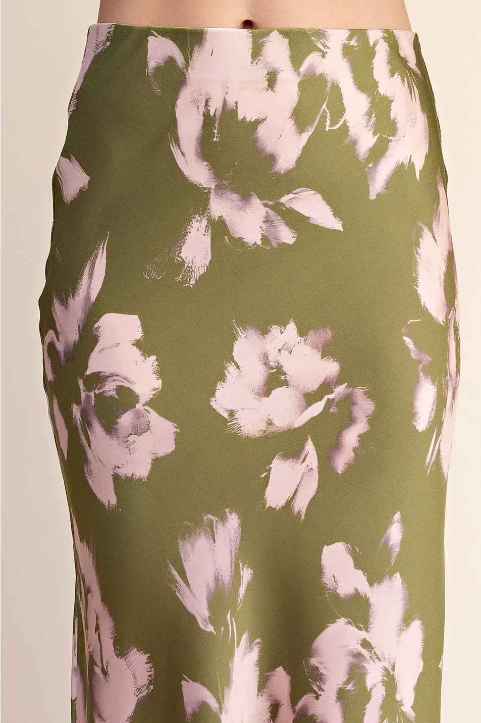 SATIN MIDI SKIRT WITH WAIST ELASTIC BAND