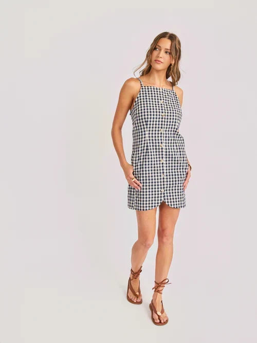 MUSTANG GINGHAM BUTTONED MINI DRESS