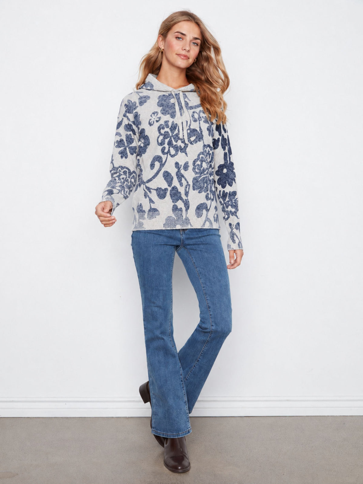 Printed Cotton Hoodie Sweater - Lovely