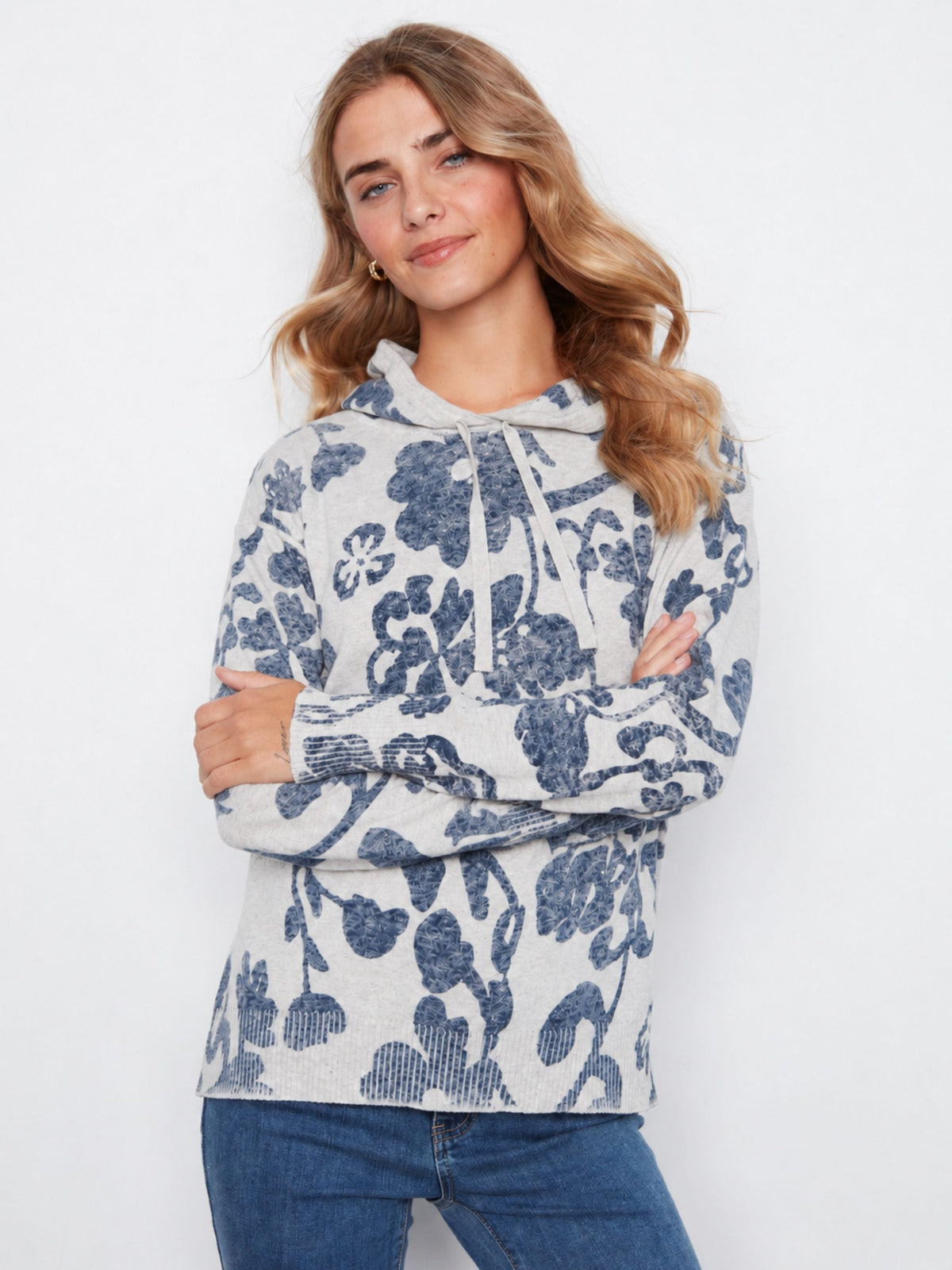 Printed Cotton Hoodie Sweater - Lovely