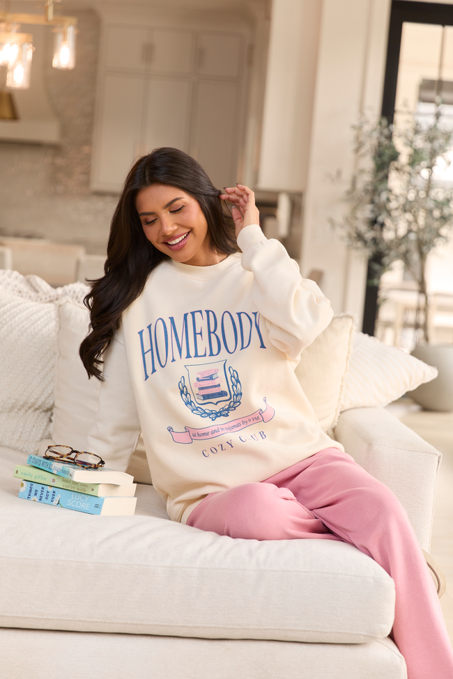 Homebody Club Cream Graphic Sweatshirt