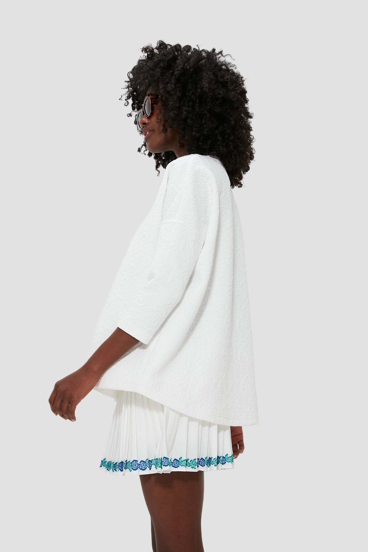 White Quilted Paisley Ally Swing Sweatshirt