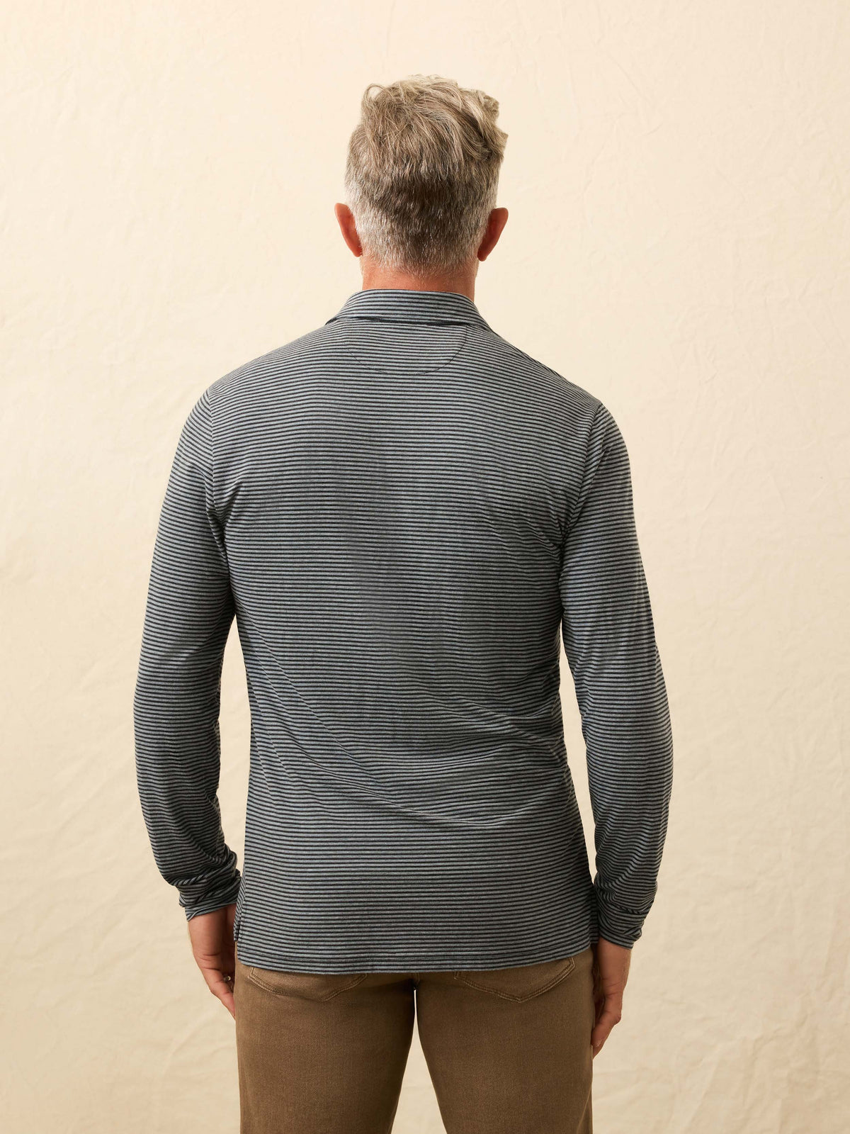 Long-Sleeve Movement Polo - Moonlight Point Stripe
