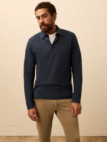 Long-Sleeve Movement Pique Polo - Harbor Night Heather