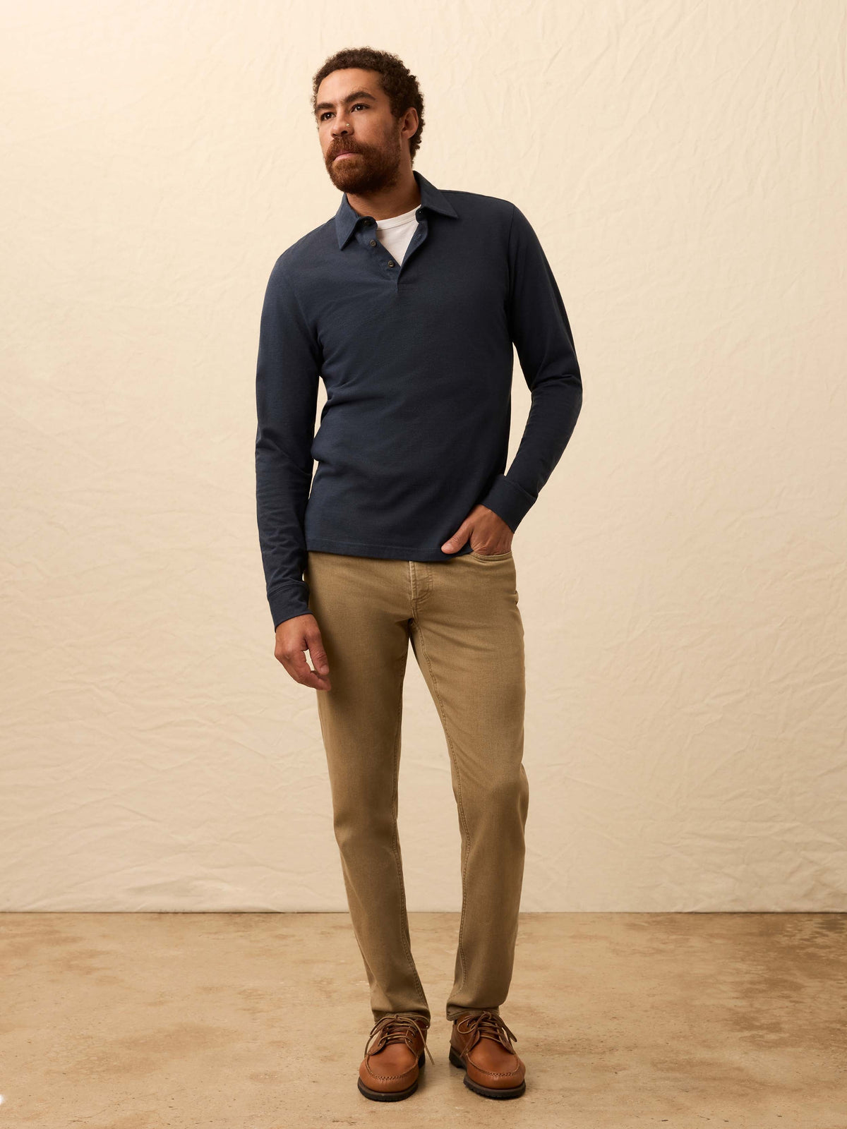 Long-Sleeve Movement Pique Polo - Harbor Night Heather