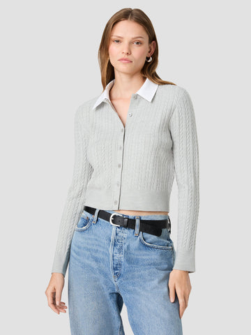 BABYSOFT CABLE KNIT COMBO POPLIN LONGSLEEVE TOP