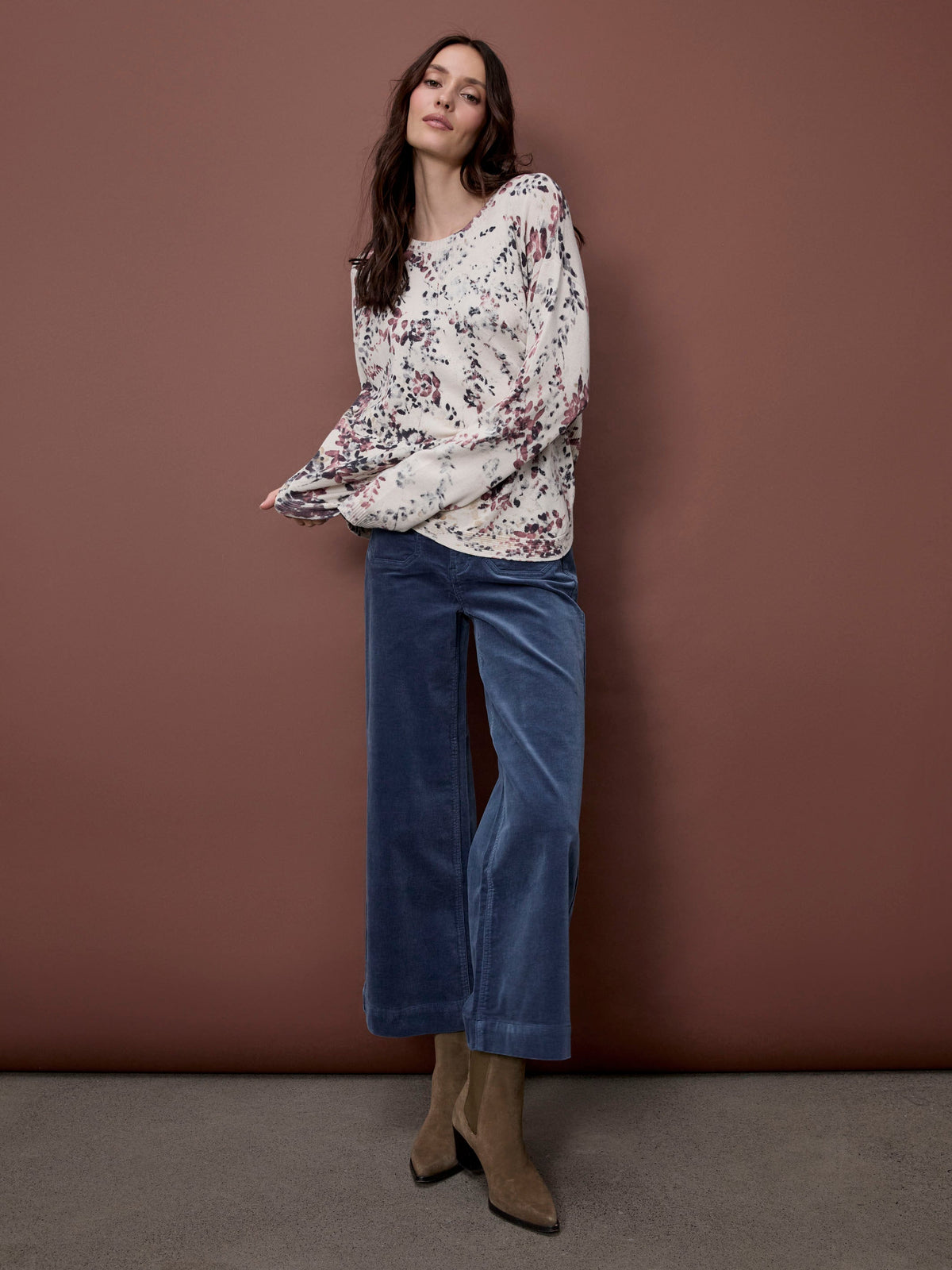 Printed Cotton Crew Neck Sweater - Poetry