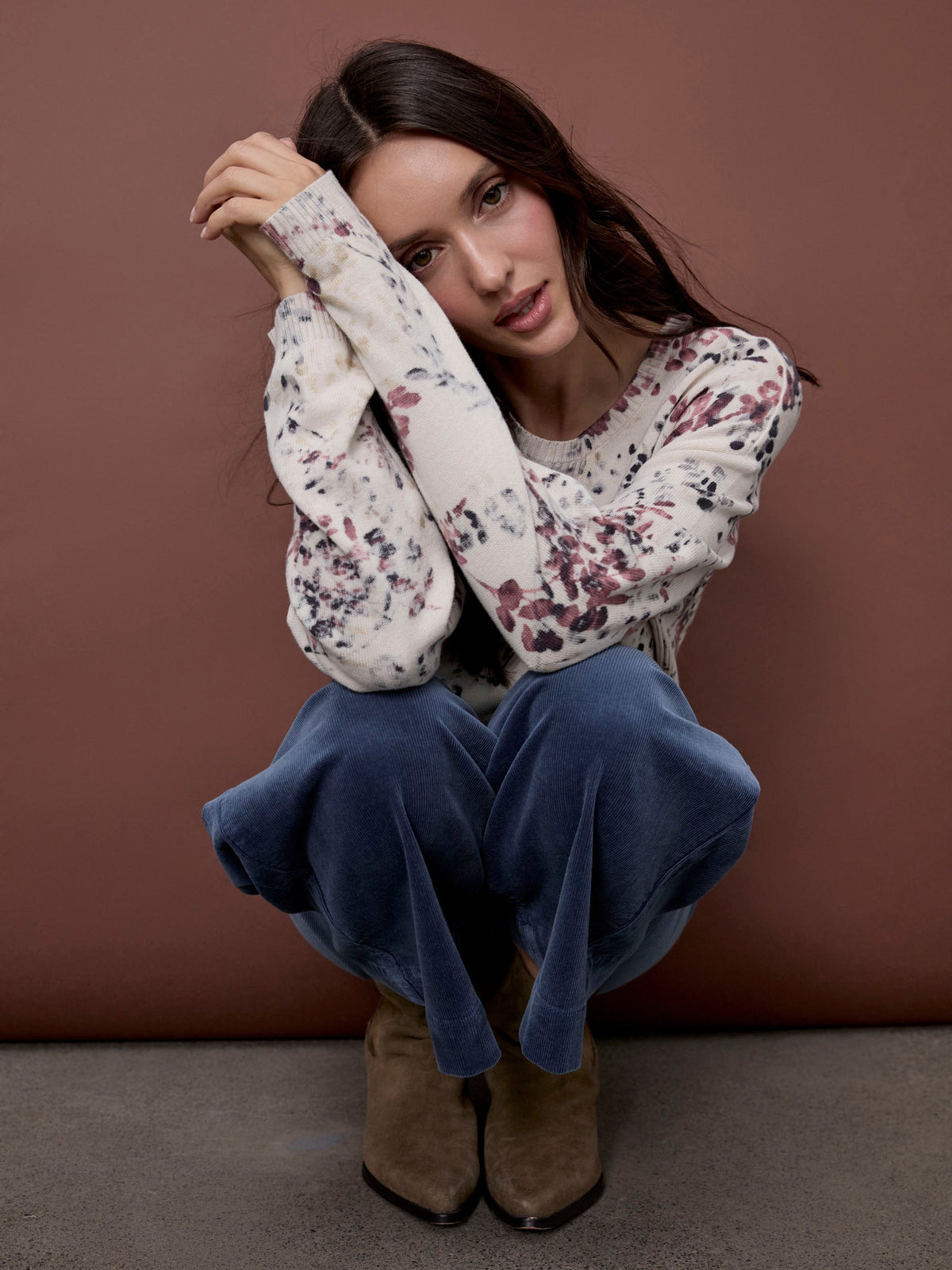 Printed Cotton Crew Neck Sweater - Poetry