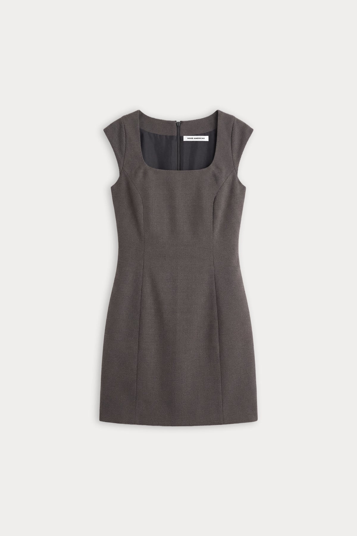 THE CAP SLEEVE MINI DRESS | CHARCOAL MINI HOUNDSTOOTH