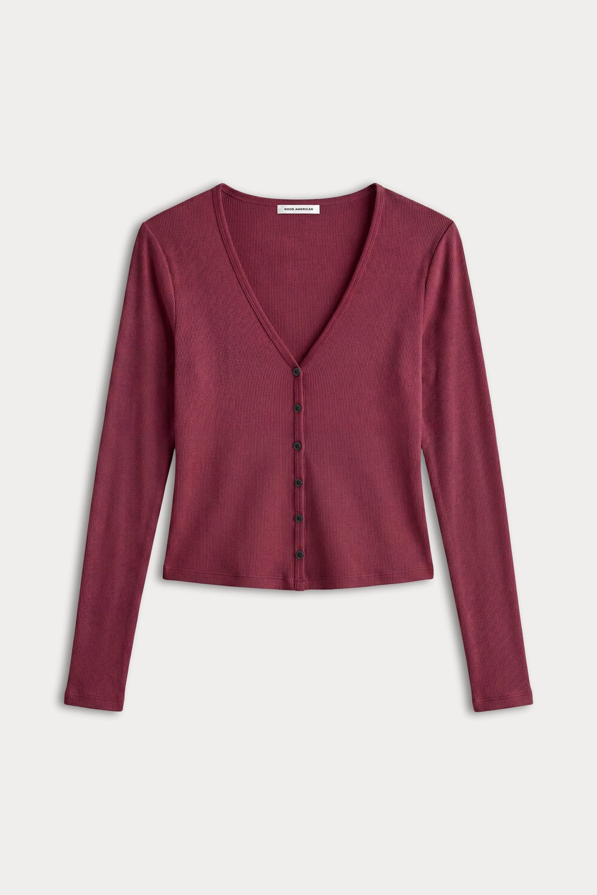 THE RIB V NECK CARDIGAN | BERRY NOIR