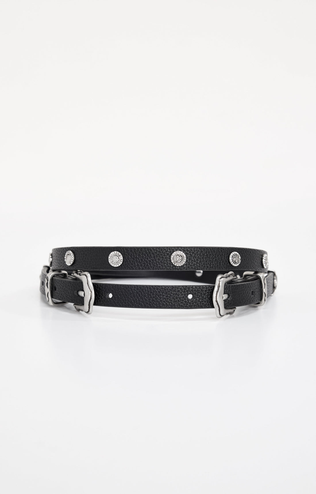 SKINNY DOUBLE BUCKLE BELT | BLACK001