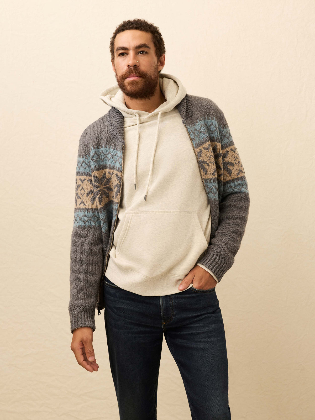 Surf To Snow Zip Cardigan - Iron Coast