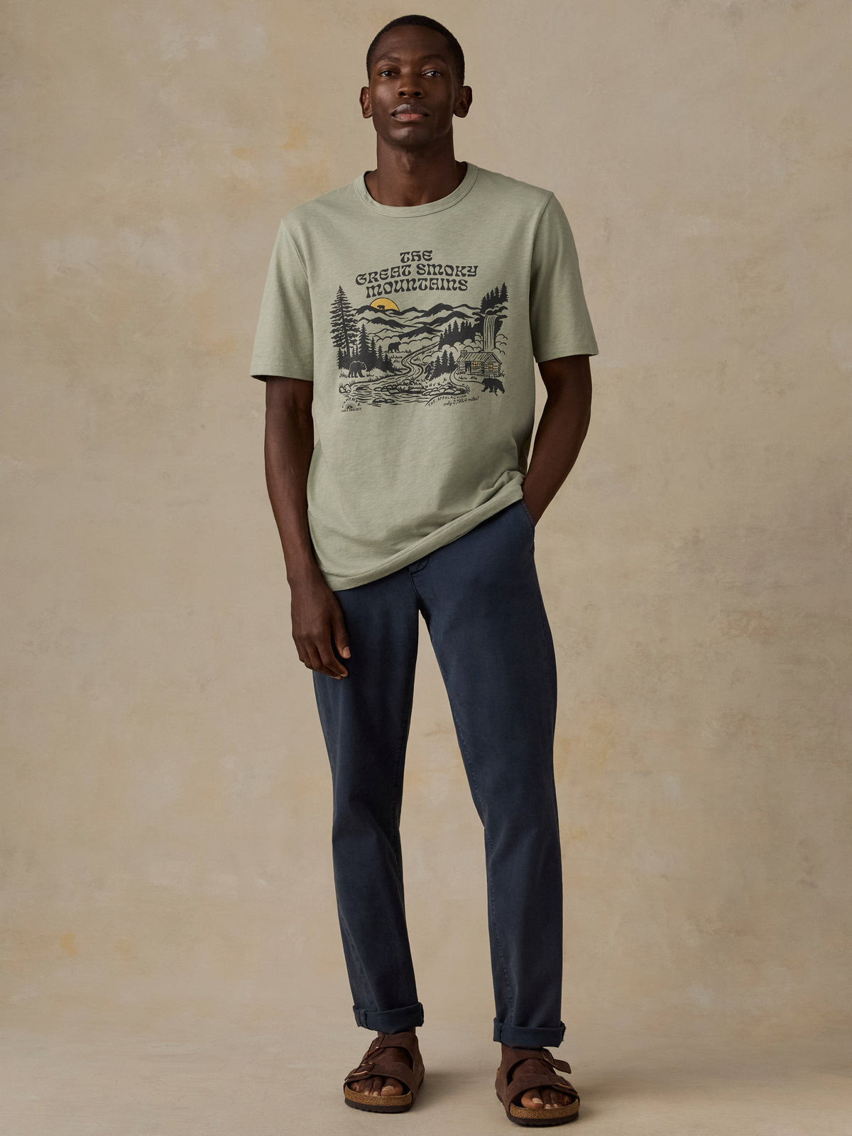 Faherty x Parks Project Great Smoky Mountains Short-Sleeve Sunwashed Regenerative Tee - Summer Sage