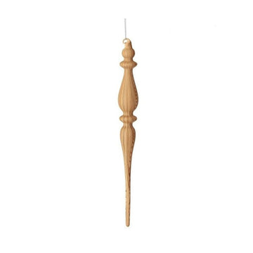 11in Glass Woodtone Finial Ornament
