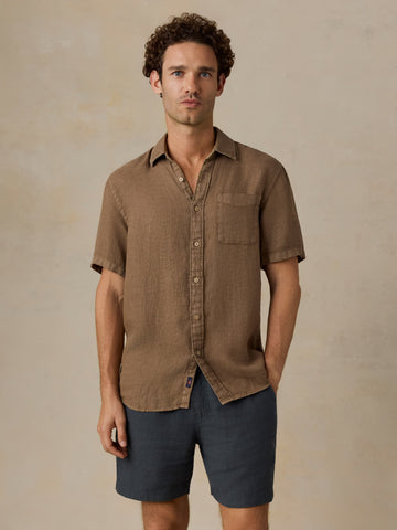 Short-Sleeve Palma Linen Shirt - Island Brown