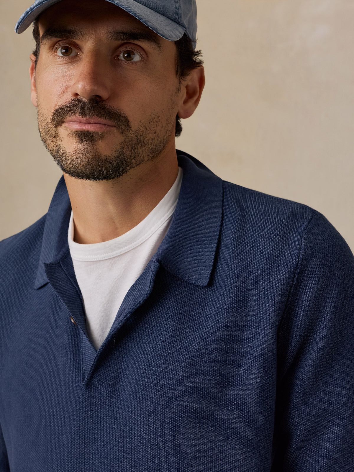 Lightweight Sunwashed Sweater Polo - Blue Nights