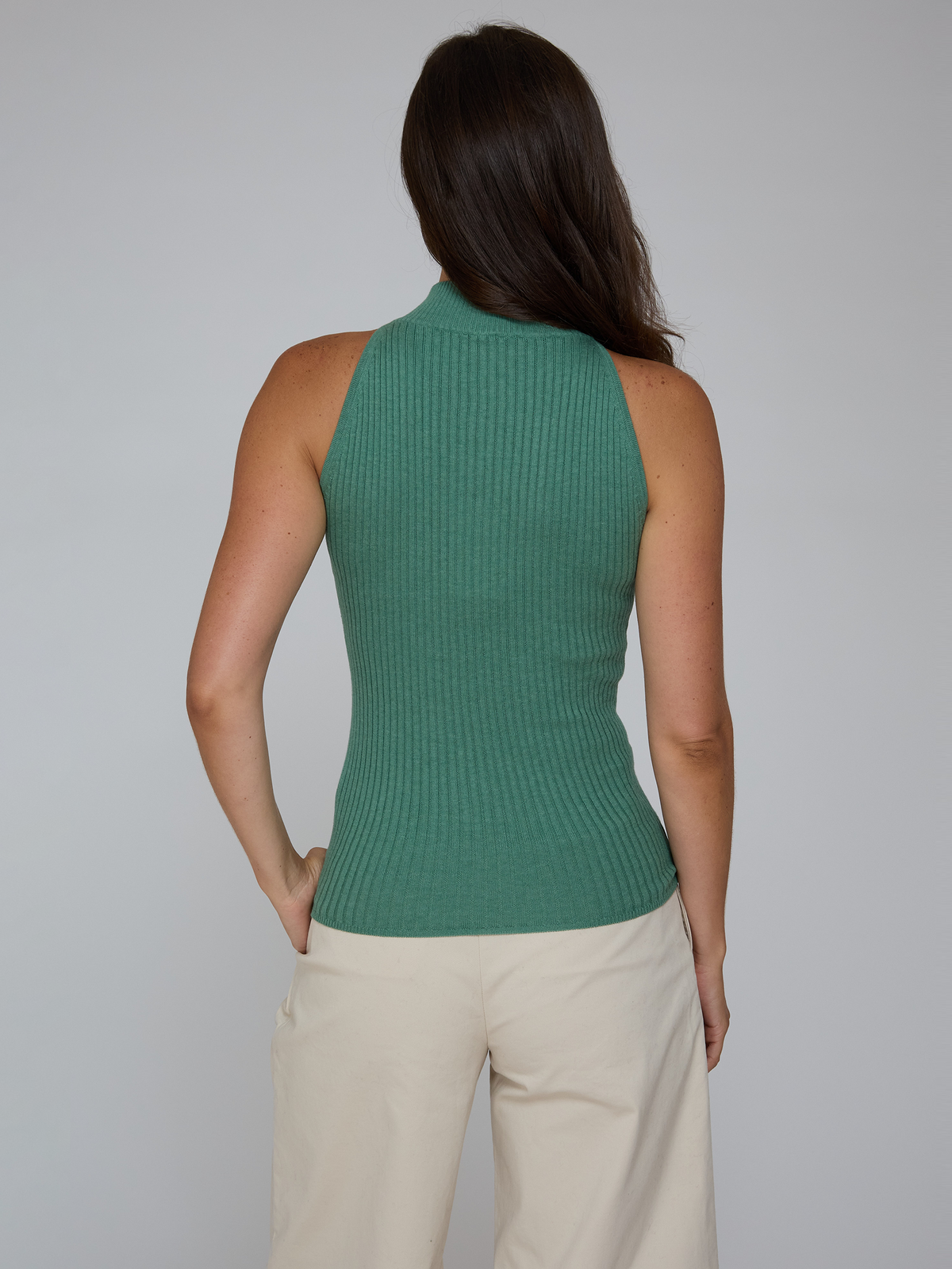 Rib Mock Halter in Fern