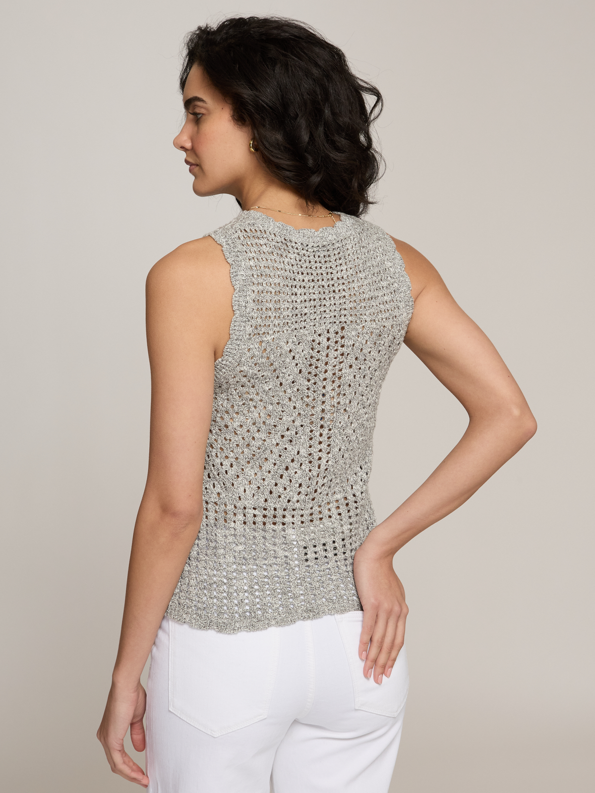 Pointelle Tank in Greystone