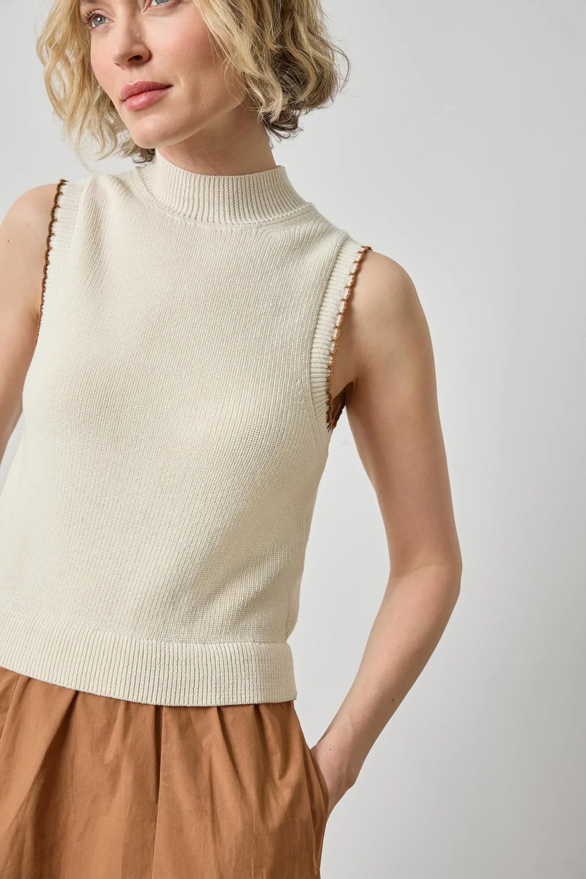 MIXED MEDIA MOCK NECK DRESS