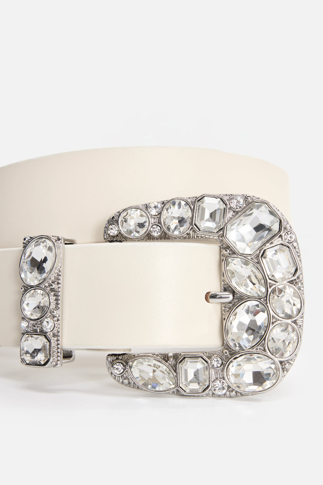 DOLLY CLASSIC CRYSTAL LEATHER BELT | WHITE001