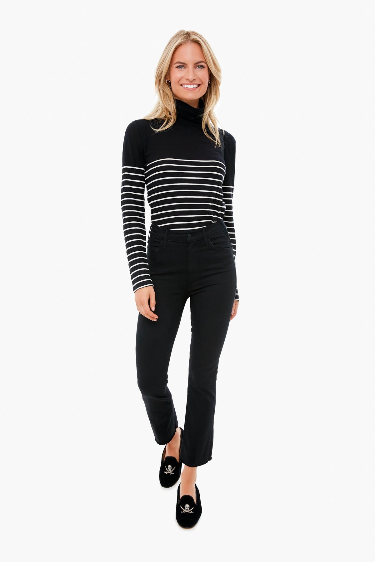 The Black Striped Tissue Turtleneck