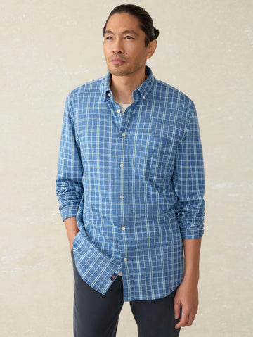Coastline Knit Shirt - Ocean Sky Plaid