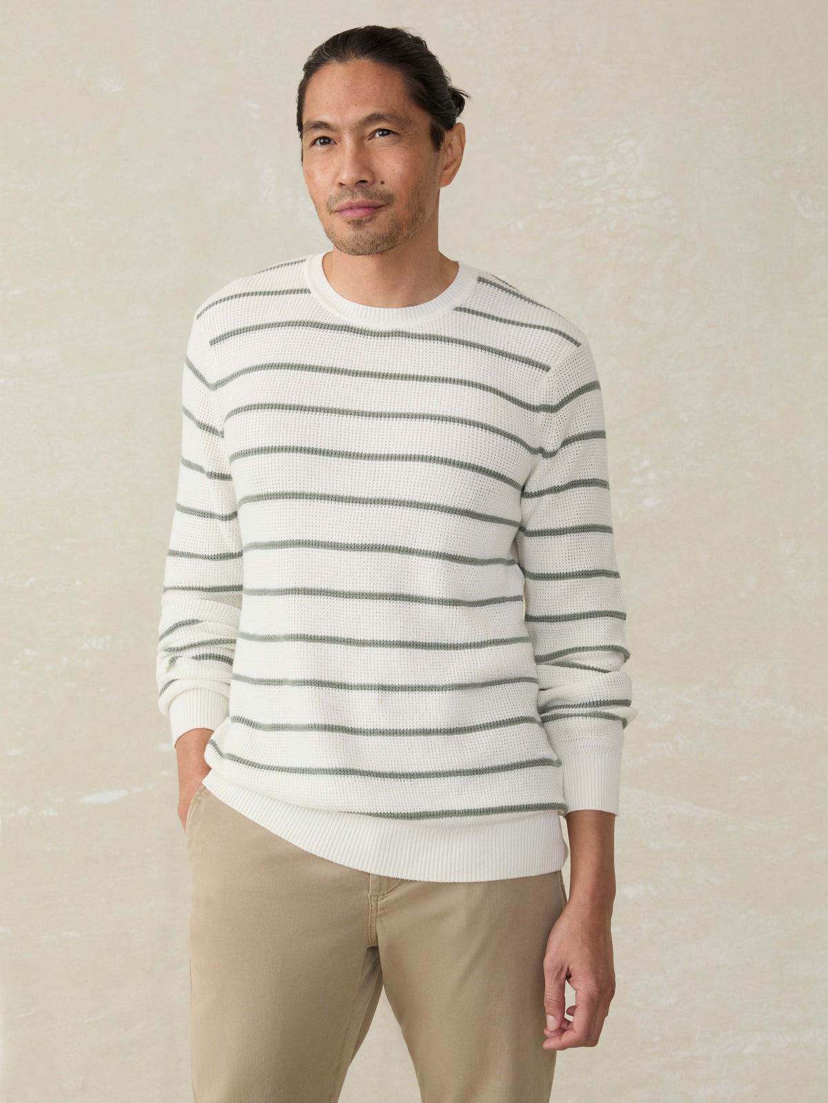 Sunwashed Crewneck Sweater - White Sage Stripe