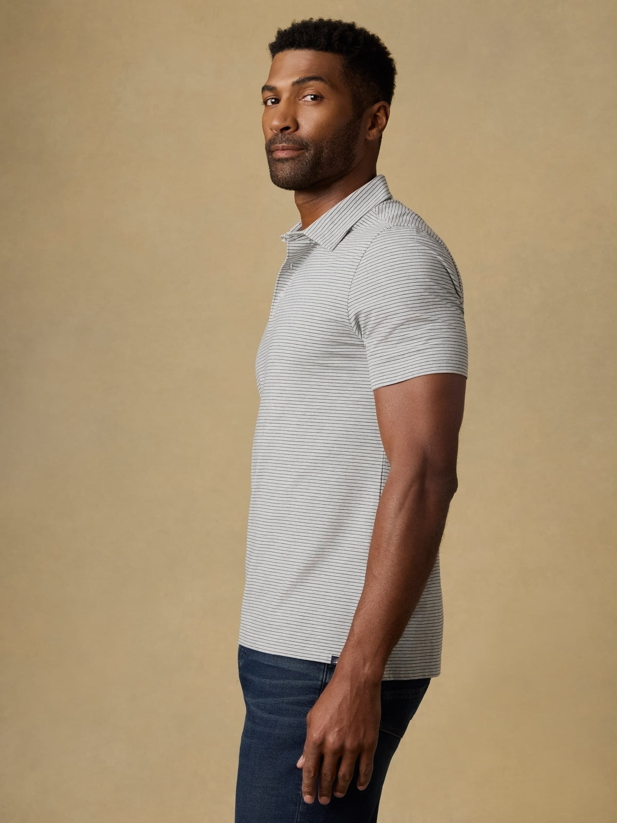 Short-Sleeve Movement Polo - Dark Cloud Stripe