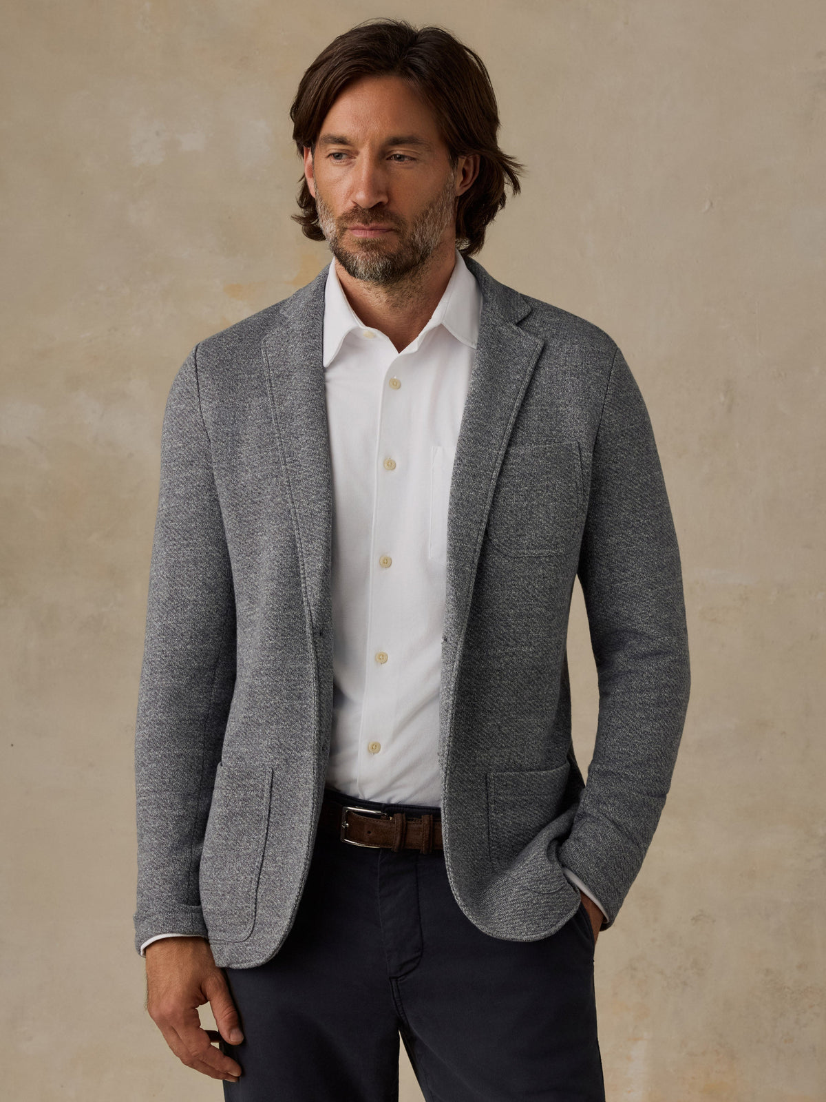 Inlet Knit Blazer - Medium Grey Melange