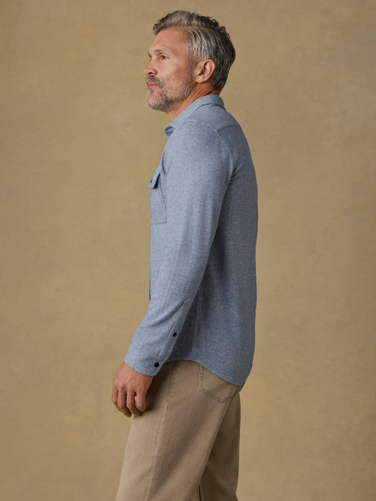 Legend Sweater Shirt - Dusty Blue Herringbone