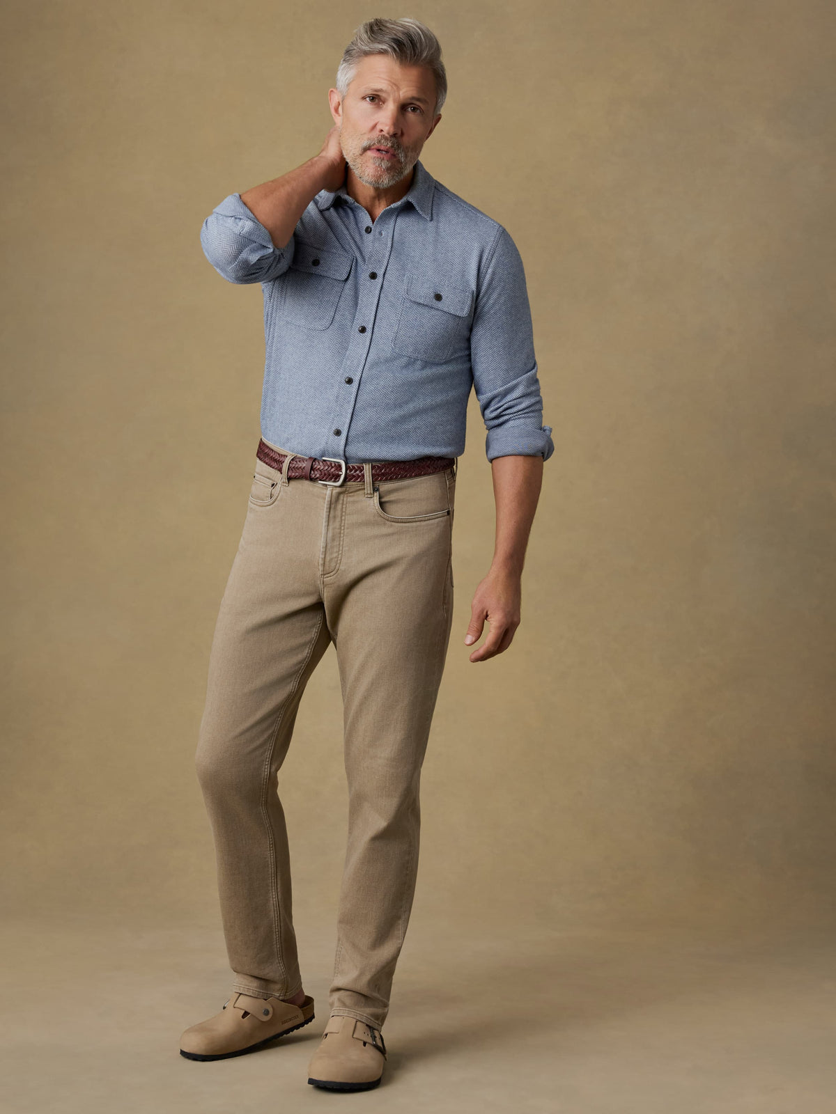 Legend Sweater Shirt - Dusty Blue Herringbone