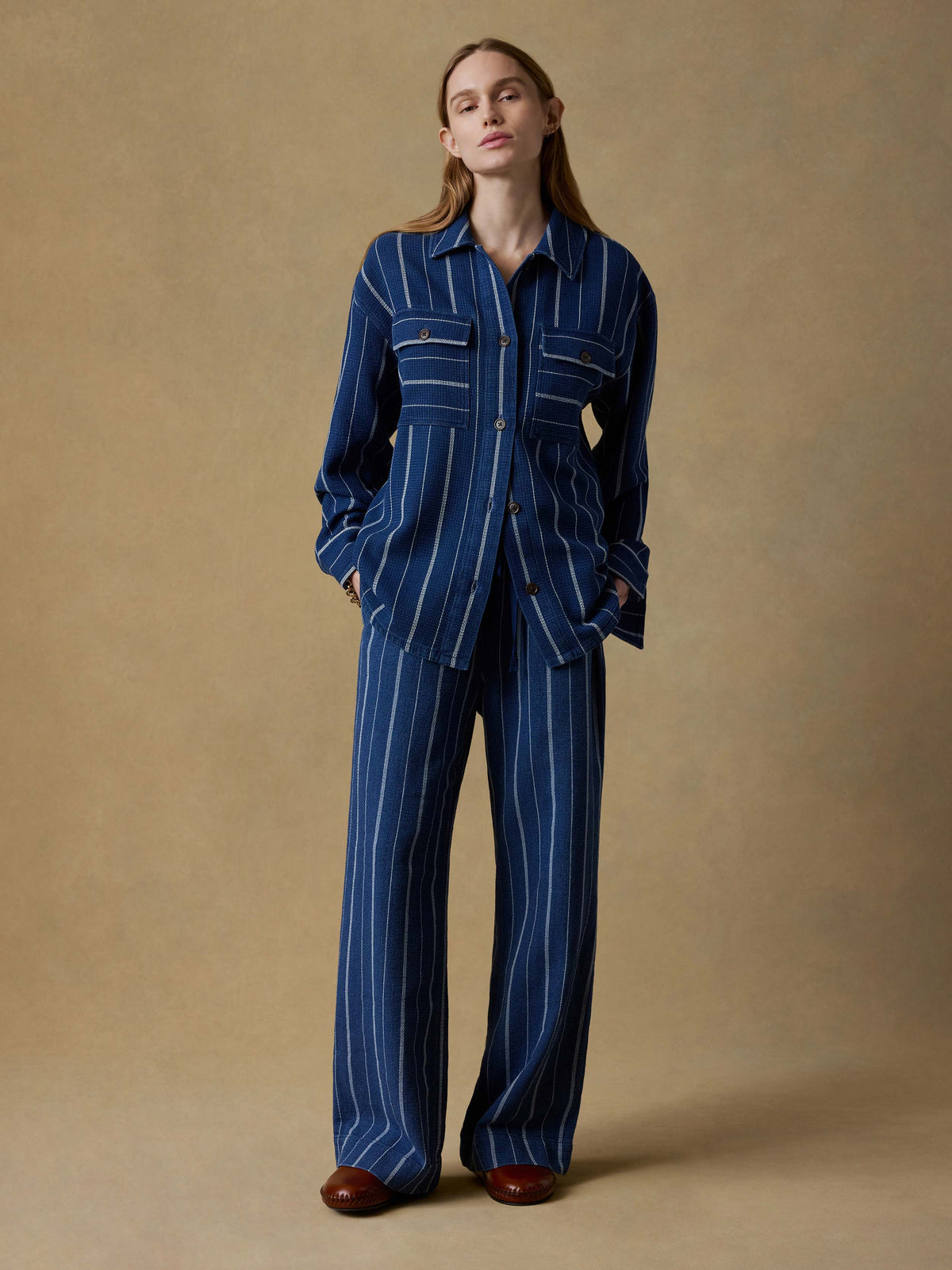 Island Tide Shirt Jacket - Indigo Drift Stripe
